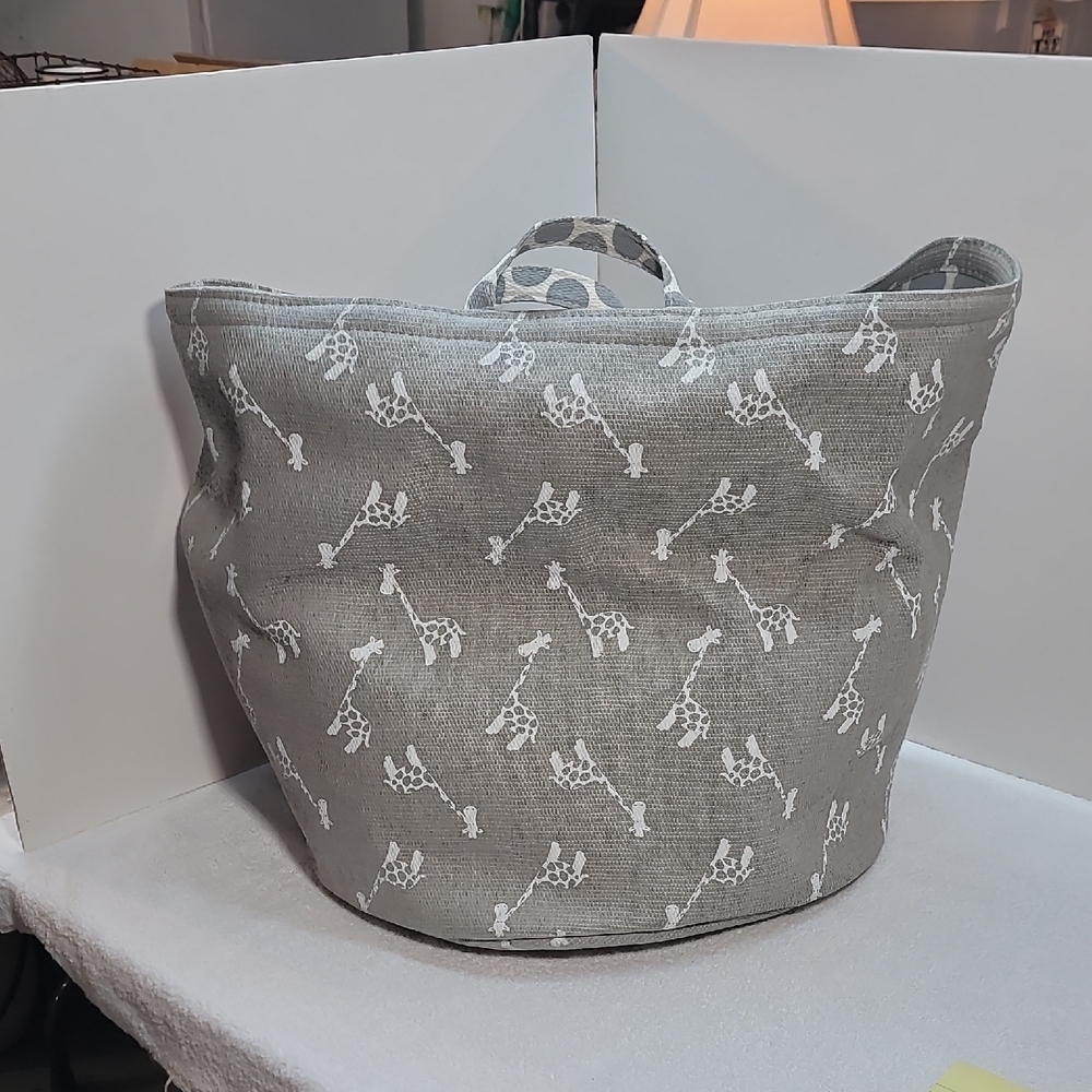 Taylor Madison Designs Gray Polka Dot & Giraffe Fabric Basket